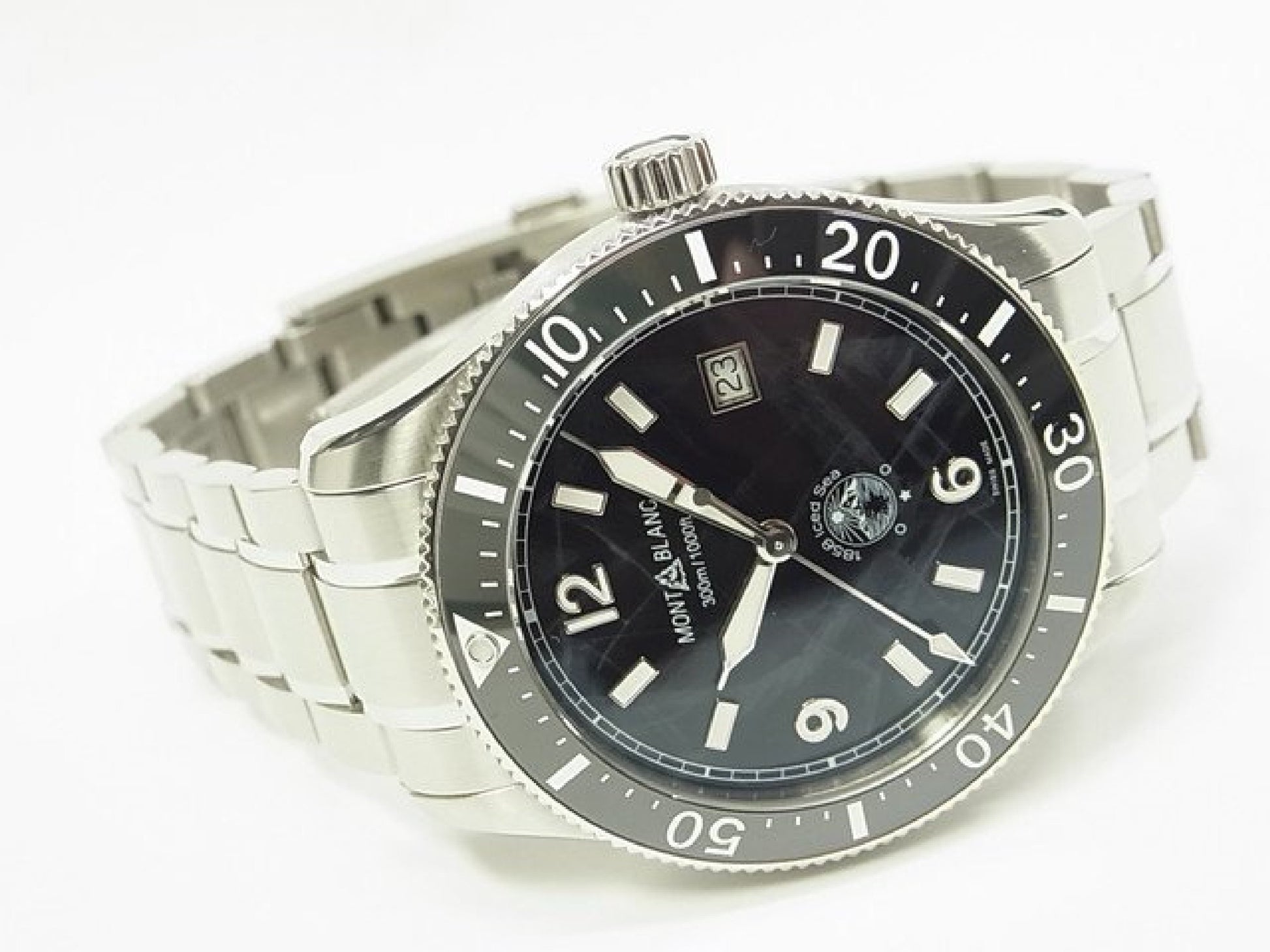 MONTBLANC 1858 Iced Sea Automatique date Réf.MB129371 bracelet caoutchouc Article authentique Homme 184607294 hannari-shop