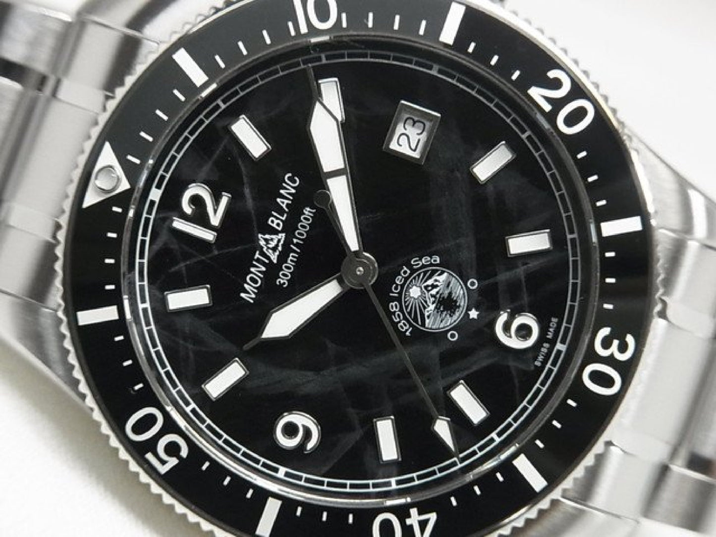 MONTBLANC 1858 Iced Sea Automatique date Réf.MB129371 bracelet caoutchouc Article authentique Homme 184607294 hannari-shop