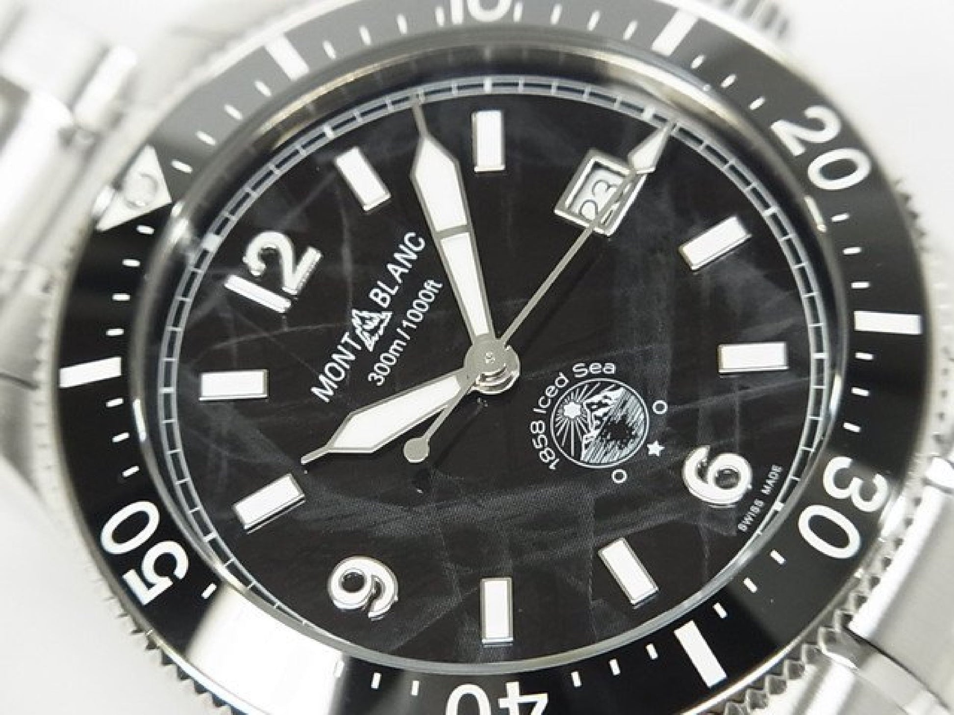 MONTBLANC 1858 Iced Sea Automatique date Réf.MB129371 bracelet caoutchouc Article authentique Homme 184607294 hannari-shop