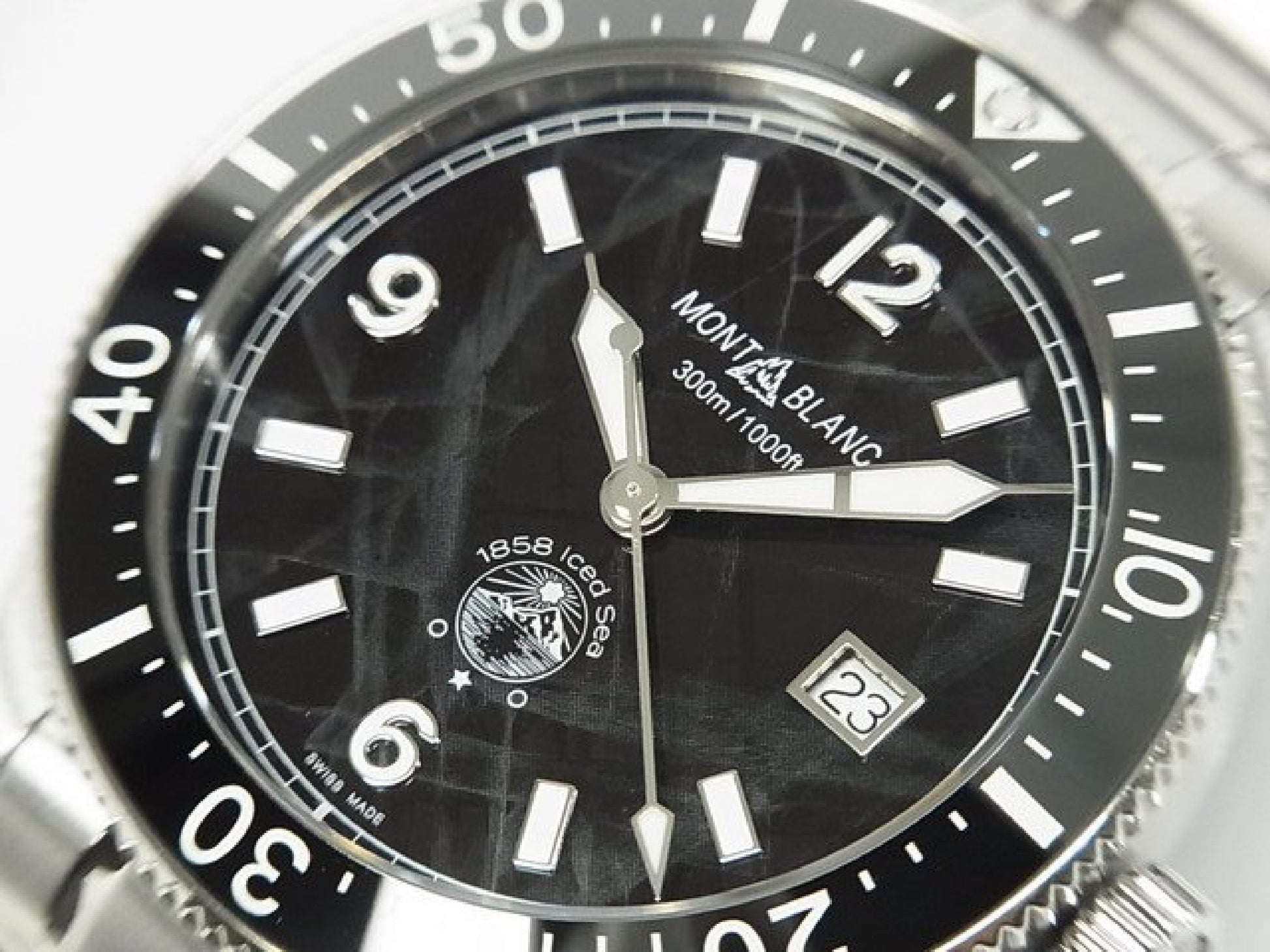 MONTBLANC 1858 Iced Sea Automatique date Réf.MB129371 bracelet caoutchouc Article authentique Homme 184607294 hannari-shop