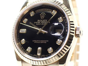 ROLEX DAY DATE 36 MM YG black Dial index diamond 118238A Y series Mens 186074402 hannari-shop