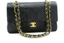 CHANEL Classic Double Flap 10" Chain Shoulder Bag Black Lambskin m78 hannari-shop