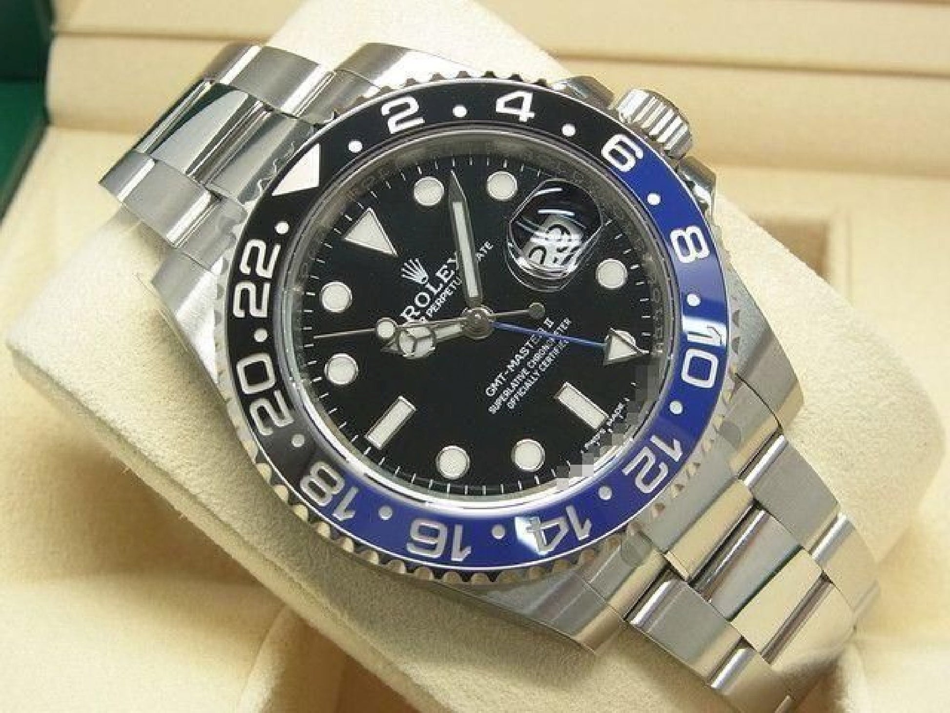 ROLEX GMT MasterII blå sort bezel 116710BLNR Oyster-armbånd beskyttende segl ubrugt Herre 191616105 hannari-shop
