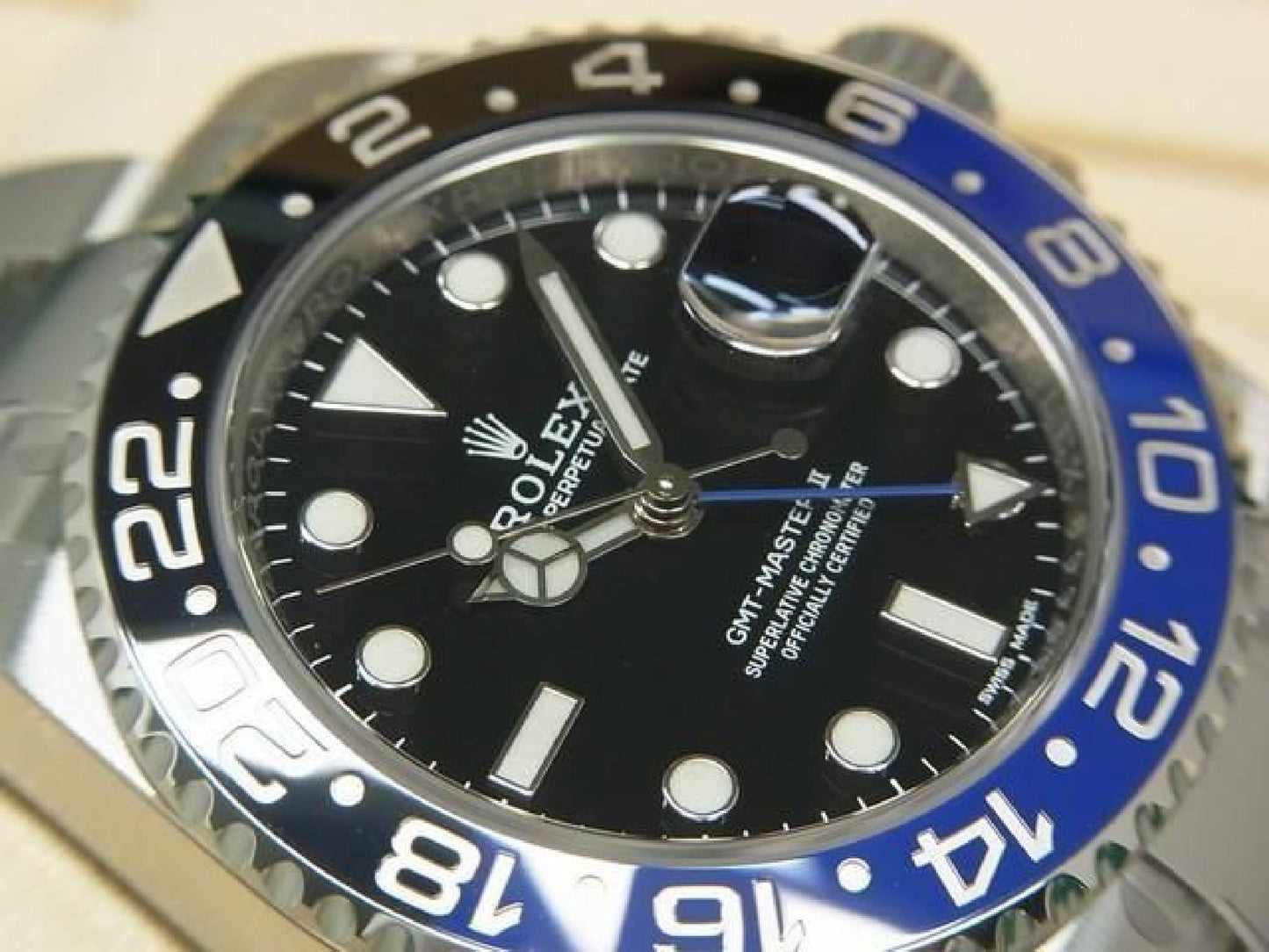 ROLEX GMT MasterII blå sort bezel 116710BLNR Oyster-armbånd beskyttende segl ubrugt Herre 191616105 hannari-shop