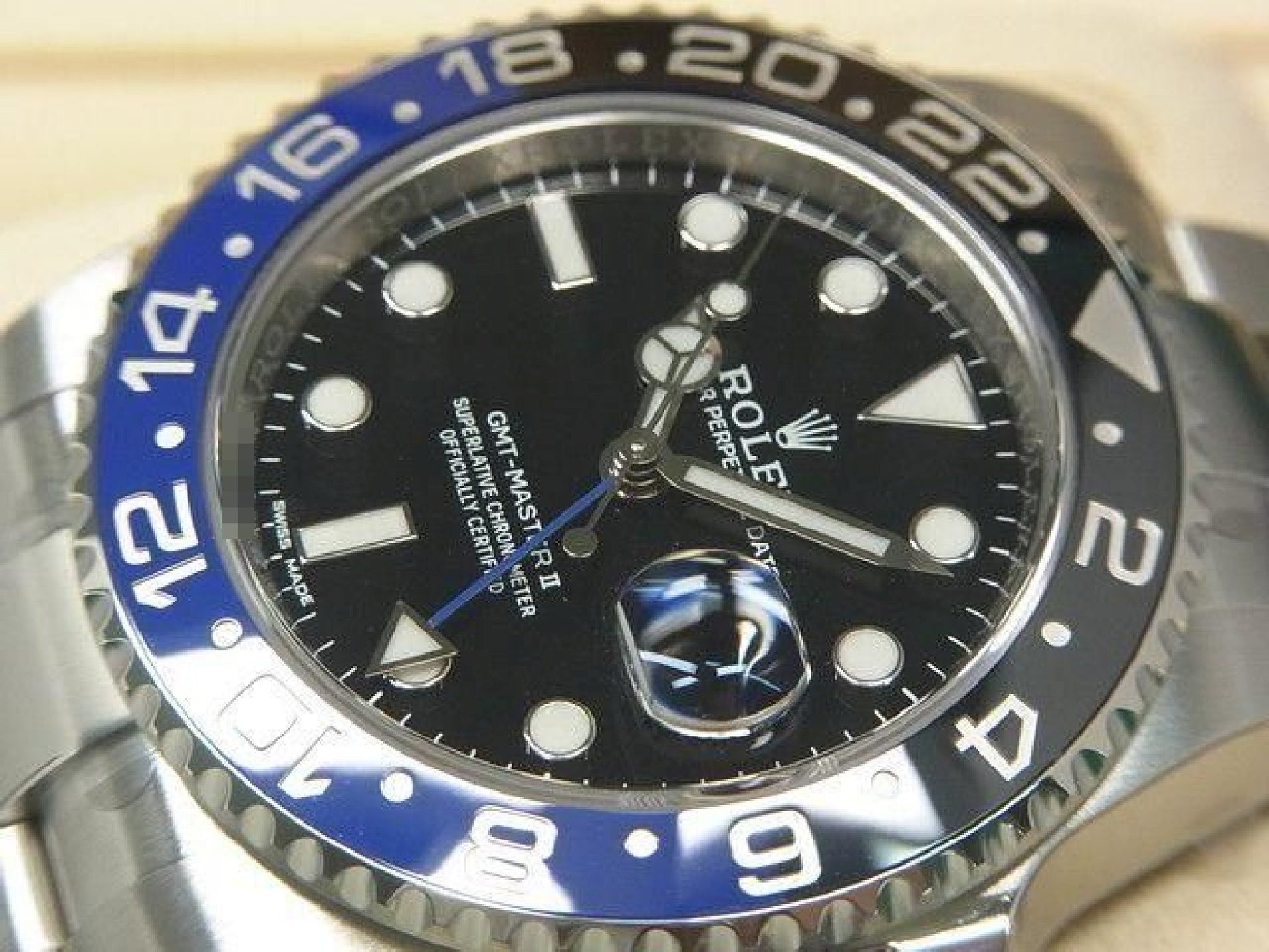 ROLEX GMT MasterII blå sort bezel 116710BLNR Oyster-armbånd beskyttende segl ubrugt Herre 191616105 hannari-shop