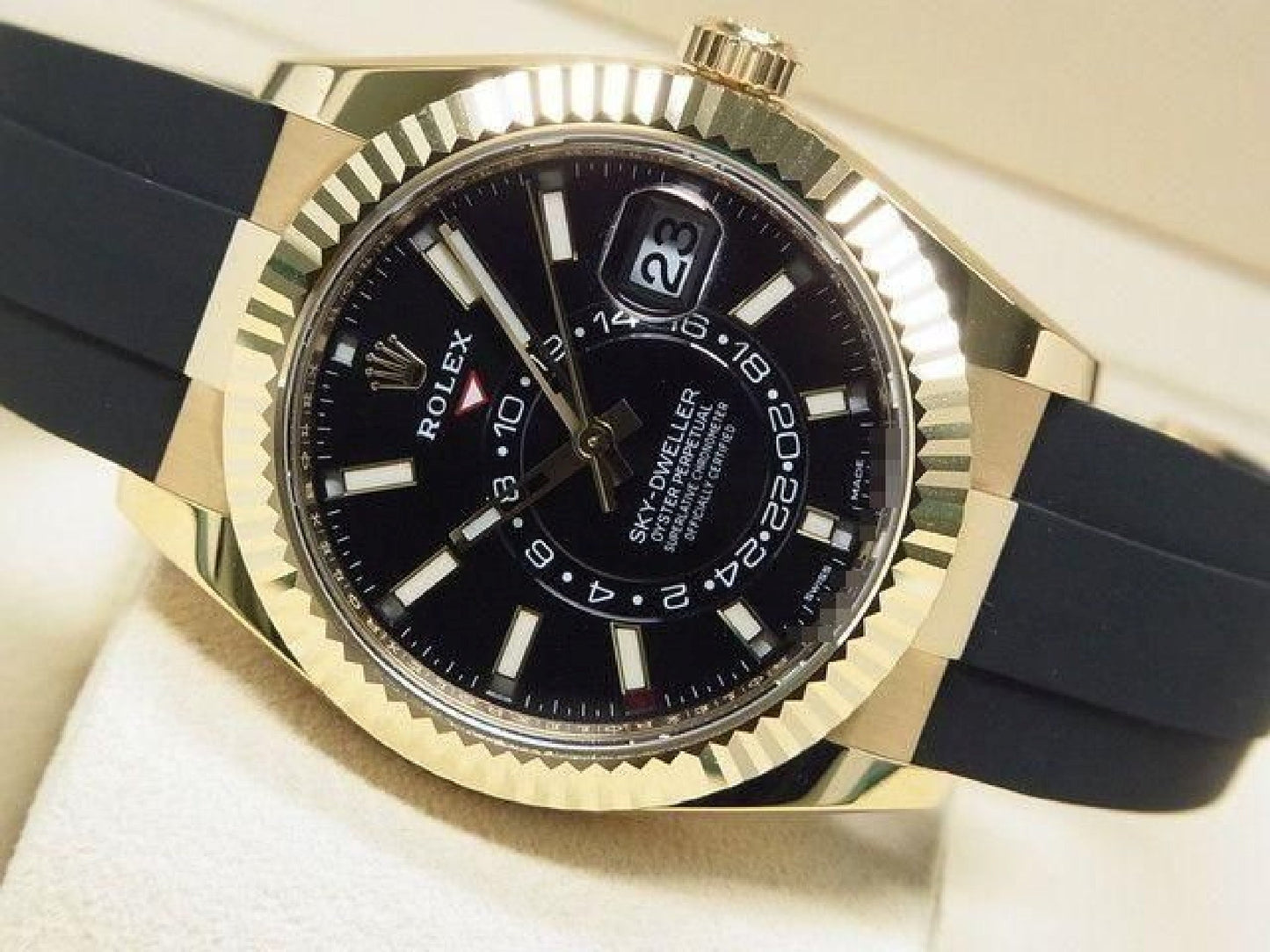 ROLEX Sky-Dweller 18KYG cadran noir 326238 Homme 191758815 hannari-shop