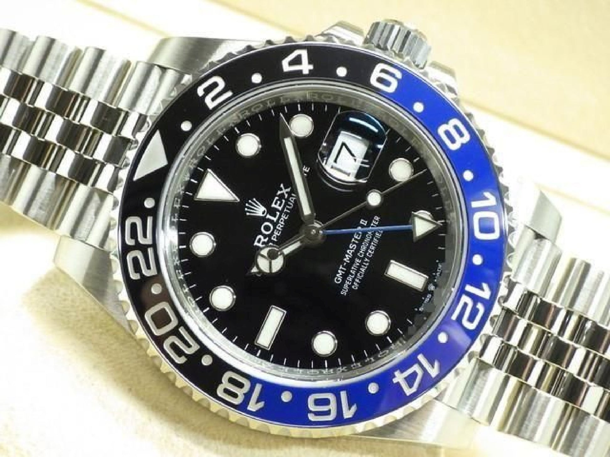ROLEX GMT MasterII blauwe zwarte lunette Ref.126710BLNR Jubilee armband Heren 191797715 hannari-shop