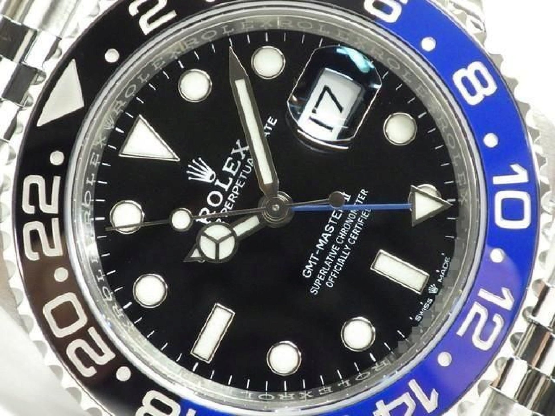 ROLEX GMT MasterII blauwe zwarte lunette Ref.126710BLNR Jubilee armband Heren 191797715 hannari-shop
