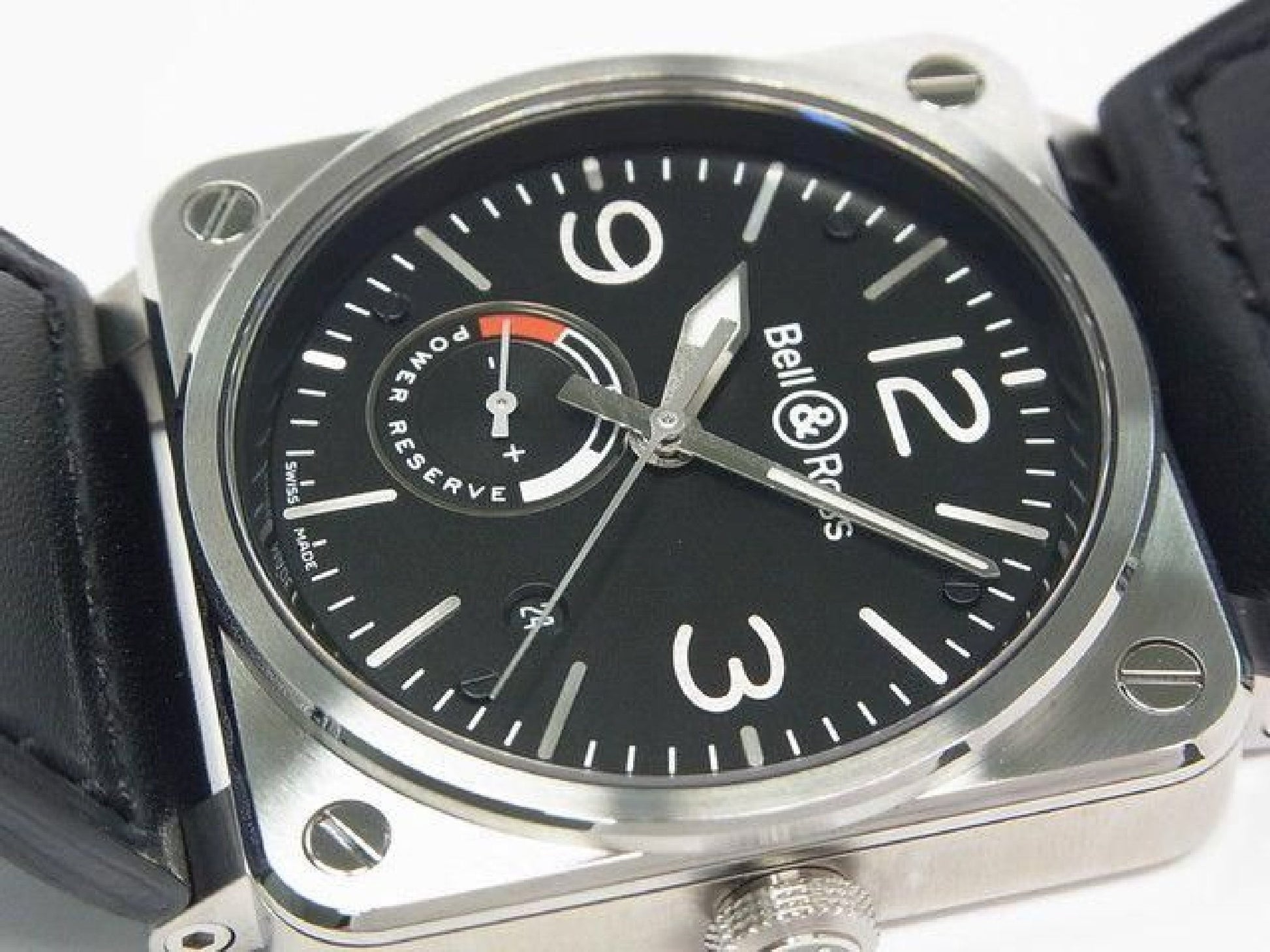 BELL & ROSS BR03-97 Reserve de Marche BR0397-BL-SI/SCA Authentieke goederen Heren 192234983 hannari-shop