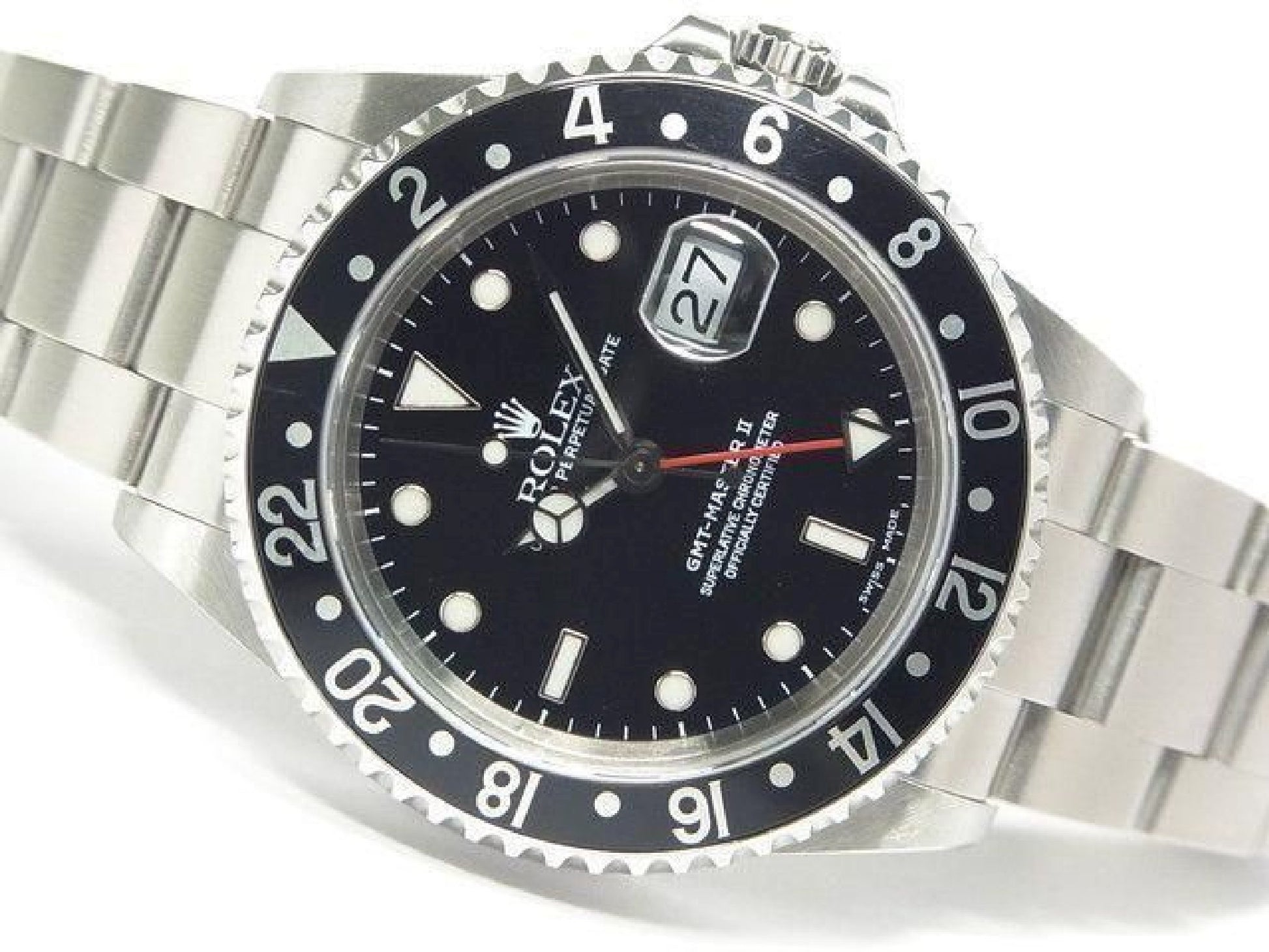 ROLEX GMT MasterII zwarte lunette 16710 P-serie Heren 192410766 hannari-shop