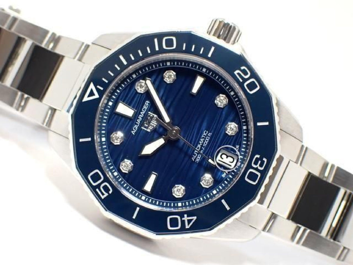 TAG HEUER Aquaracer Professional300 blue 8P diamond Genuine goods Mens 192443505 hannari-shop