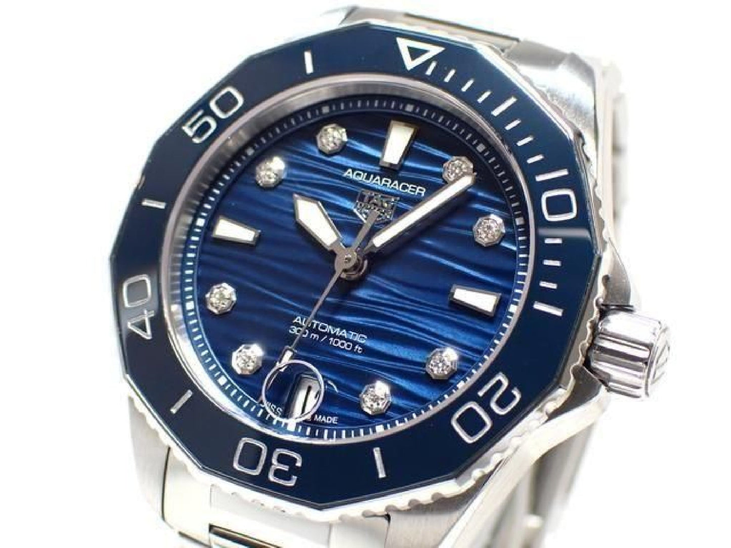 TAG HEUER Aquaracer Professional300 blue 8P diamond Genuine goods Mens 192443505 hannari-shop