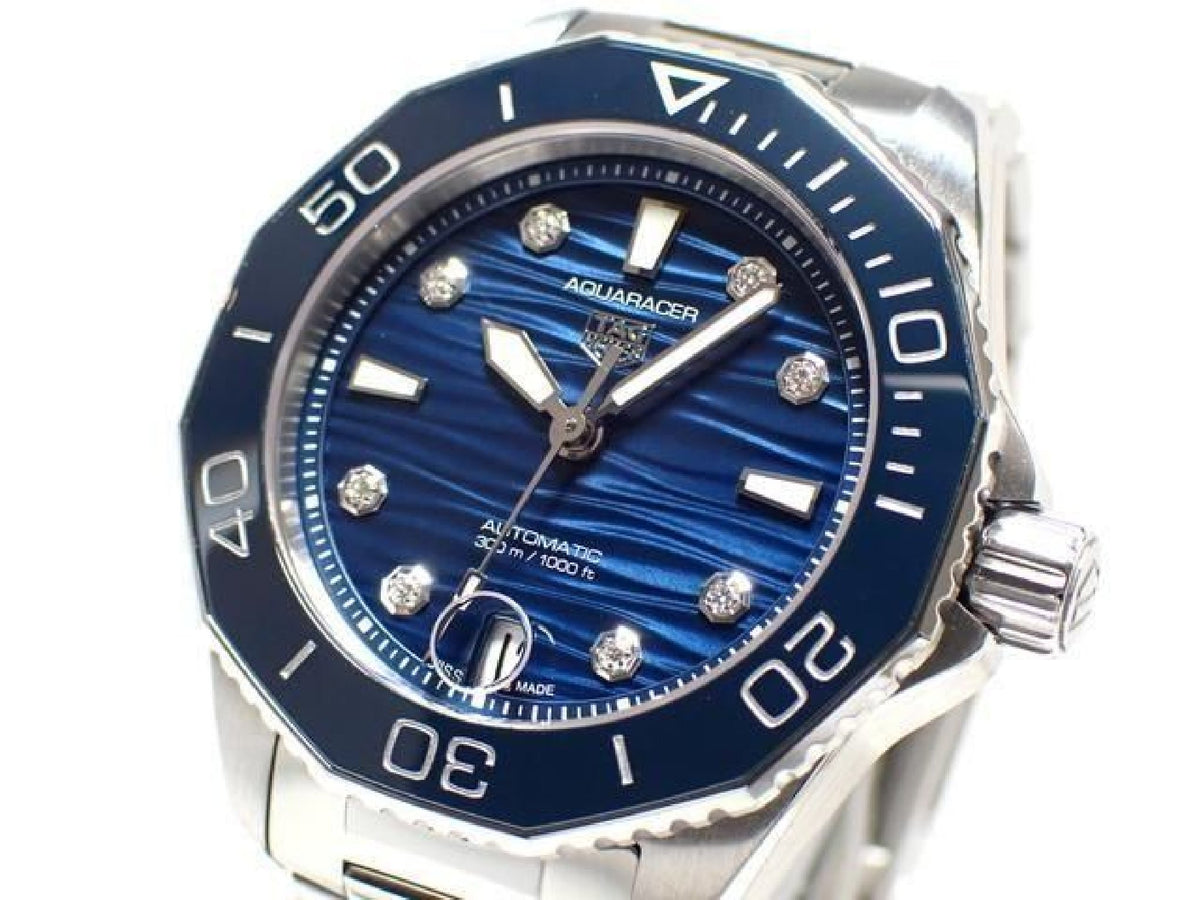 TAG HEUER Aquaracer Professional300 blue 8P diamond Genuine goods Mens 192443505 hannari-shop