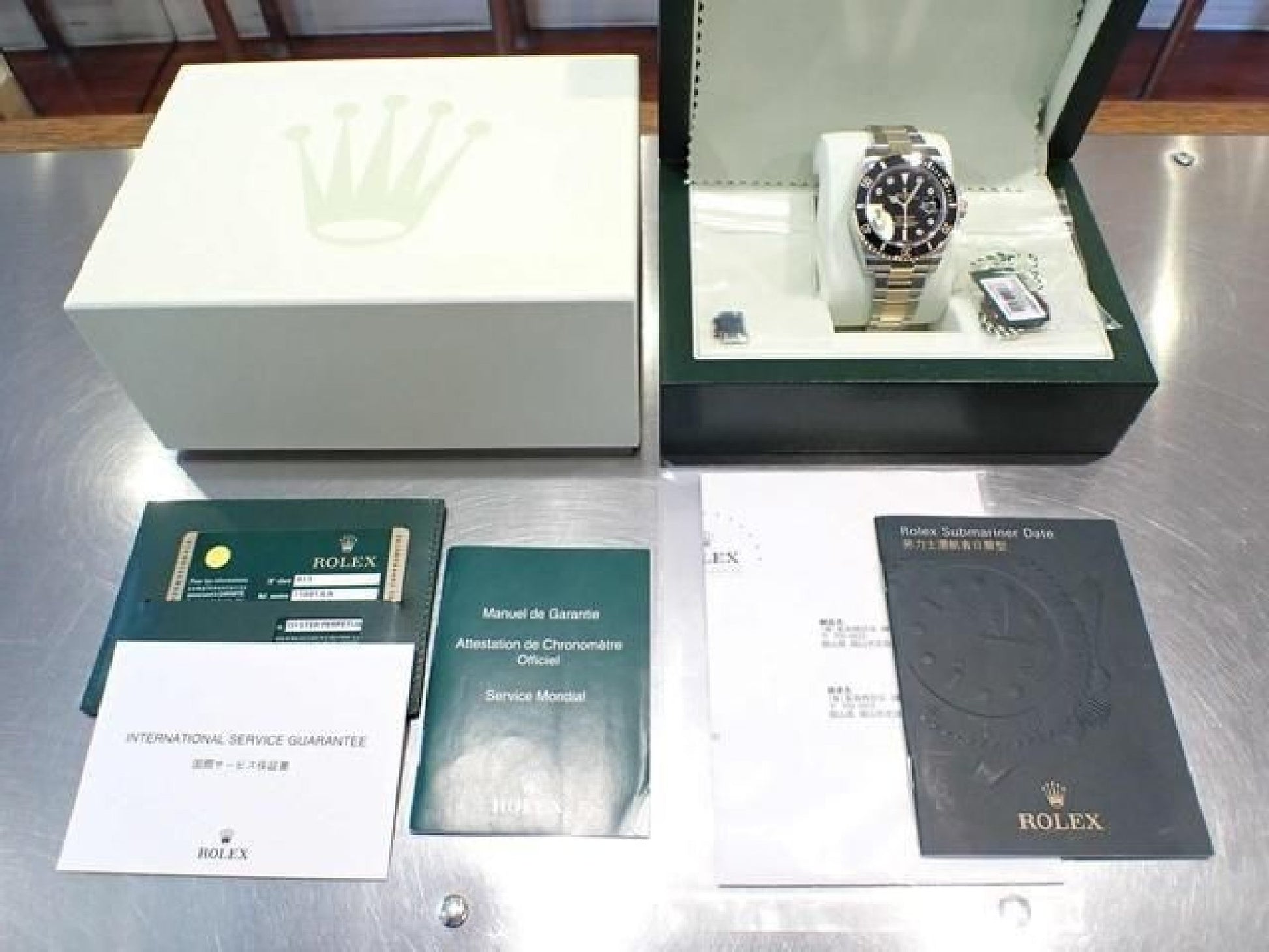ROLEX Submariner date combinaison acier inoxydable x or jaune avec diamants noirs 8P 116613GLN '12 Homme 192618156 hannari-shop