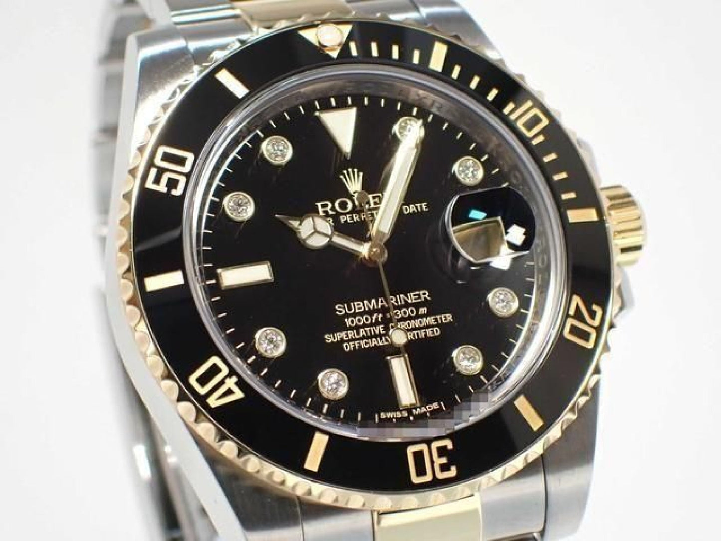 ROLEX Submariner date combinaison acier inoxydable x or jaune avec diamants noirs 8P 116613GLN '12 Homme 192618156 hannari-shop