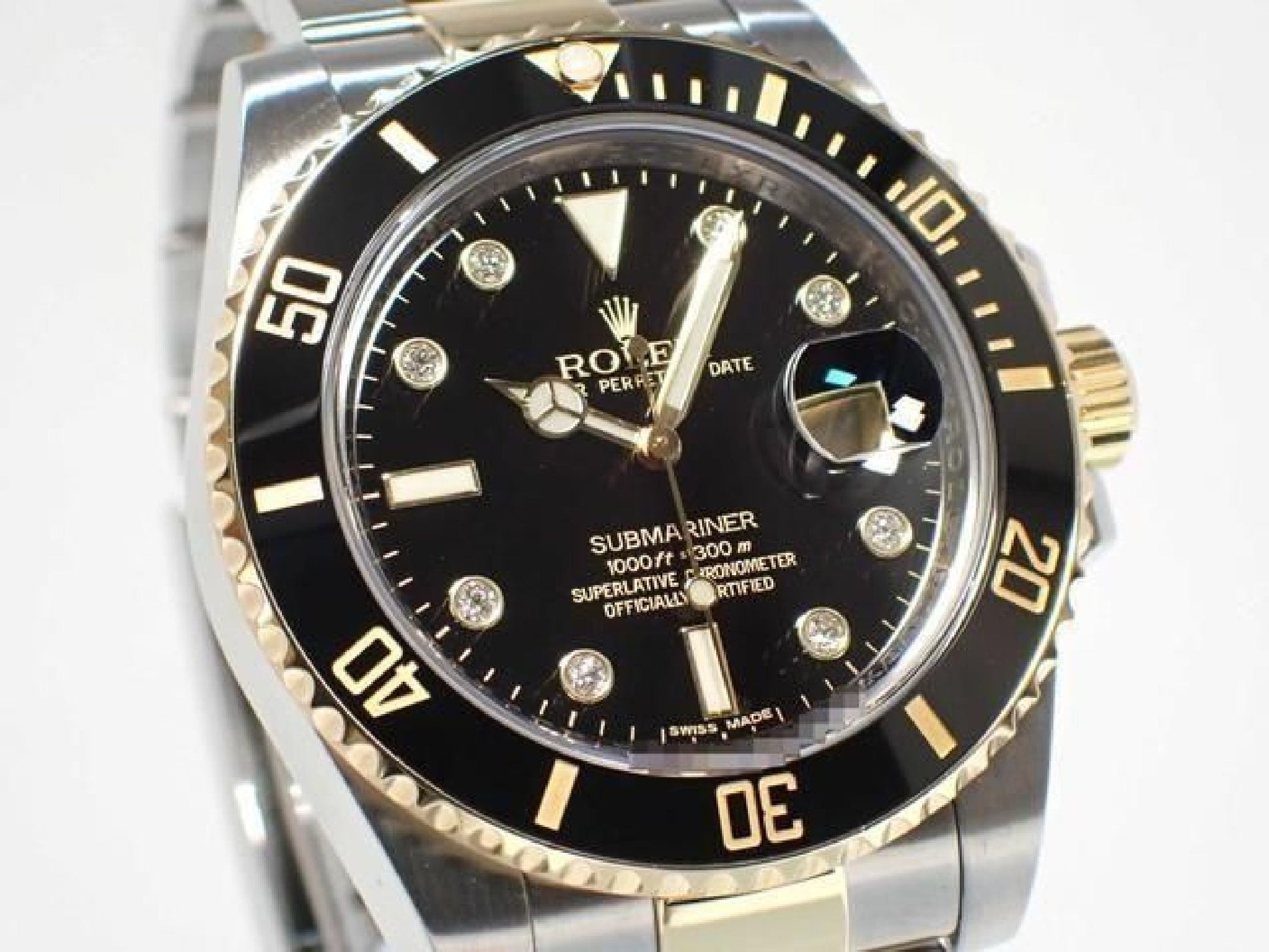 ROLEX Submariner date combinaison acier inoxydable x or jaune avec diamants noirs 8P 116613GLN '12 Homme 192618156 hannari-shop