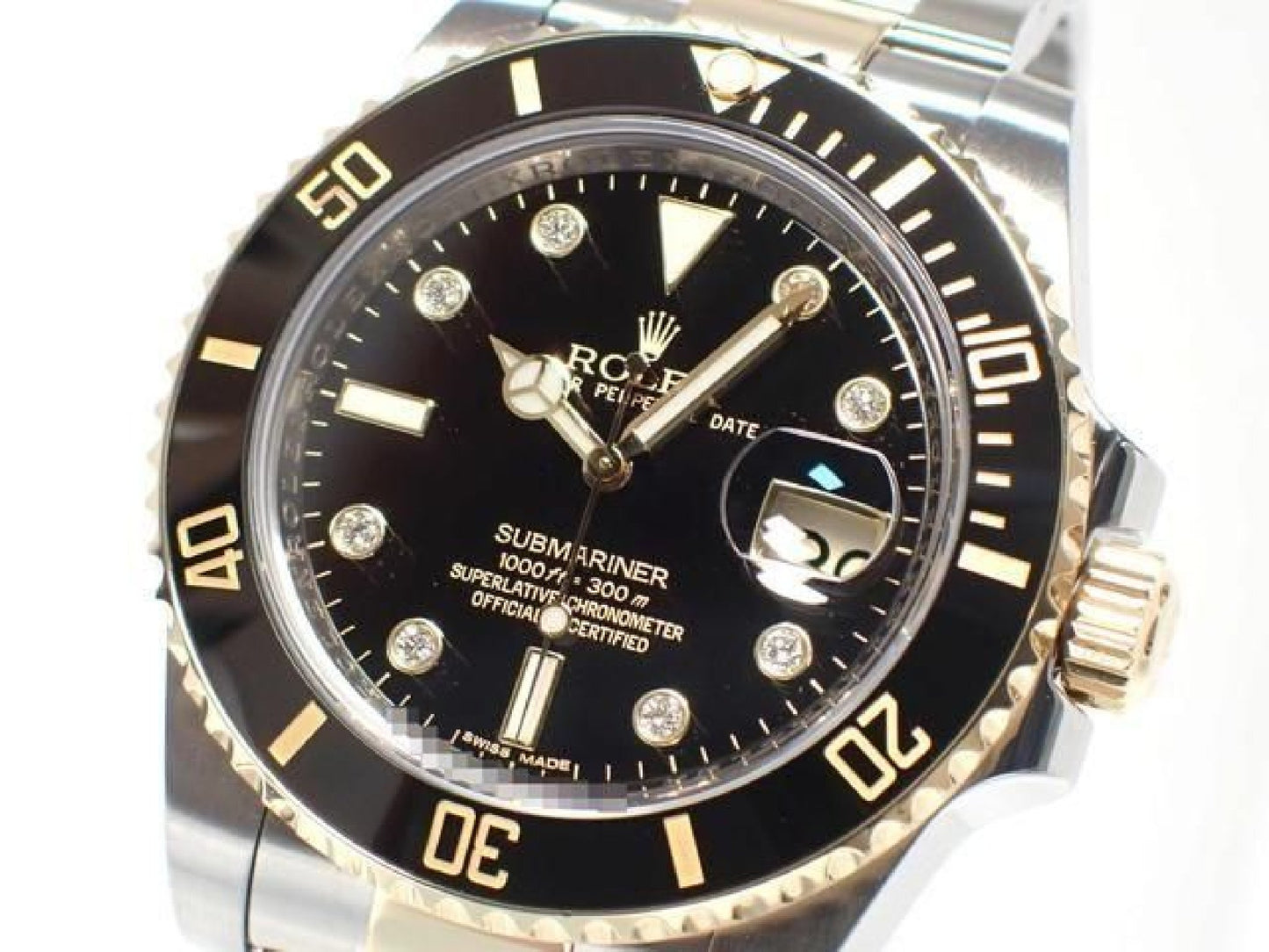 ROLEX Submariner date combinaison acier inoxydable x or jaune avec diamants noirs 8P 116613GLN '12 Homme 192618156 hannari-shop