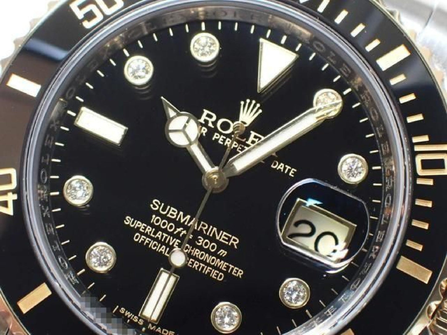 ROLEX Submariner date combinaison acier inoxydable x or jaune avec diamants noirs 8P 116613GLN '12 Homme 192618156 hannari-shop