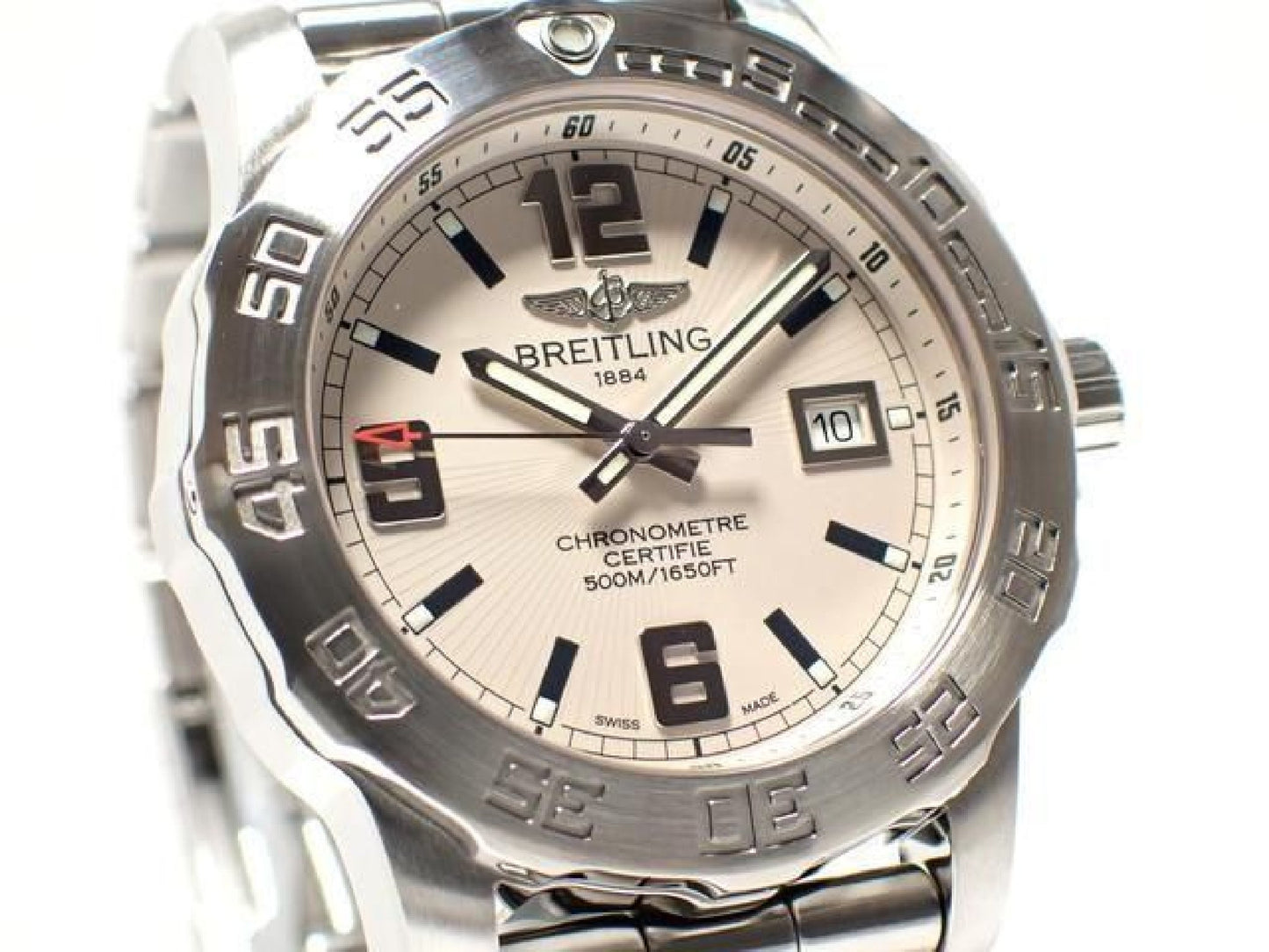 BREITLING Colt44 silver Bracelet quartz Genuine goods '11 Mens 192637145 hannari-shop