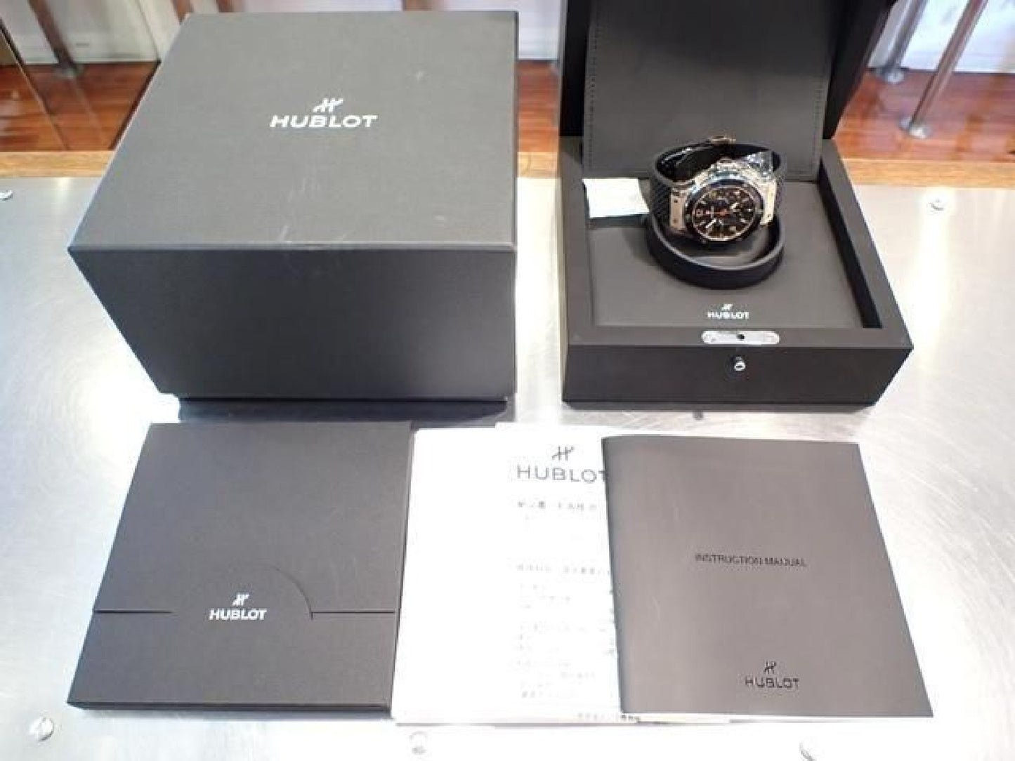 HUBLOT Big Bang guldkeramik 18K rødguld 301.PB.131.RX Ægte vare '22 herremodel 192980209 hannari-shop