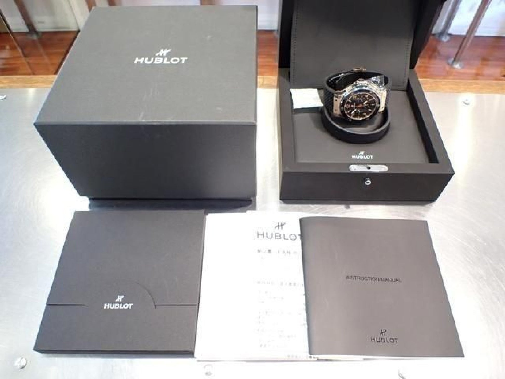 HUBLOT Big Bang guldkeramik 18K rødguld 301.PB.131.RX Ægte vare '22 herremodel 192980209 hannari-shop