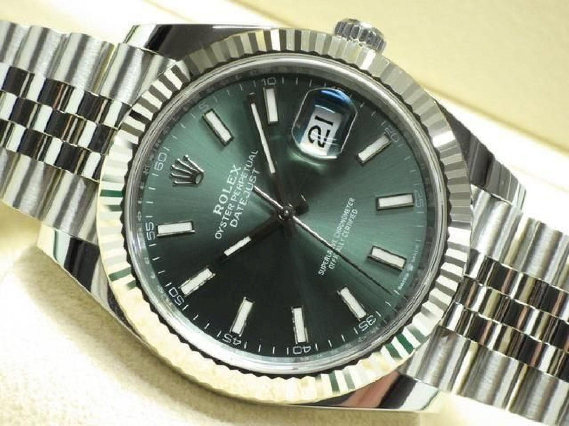 ROLEX Datejust 41 mintgrøn Jubilee-armbånd Ref.126334 Herre 192987931 hannari-shop