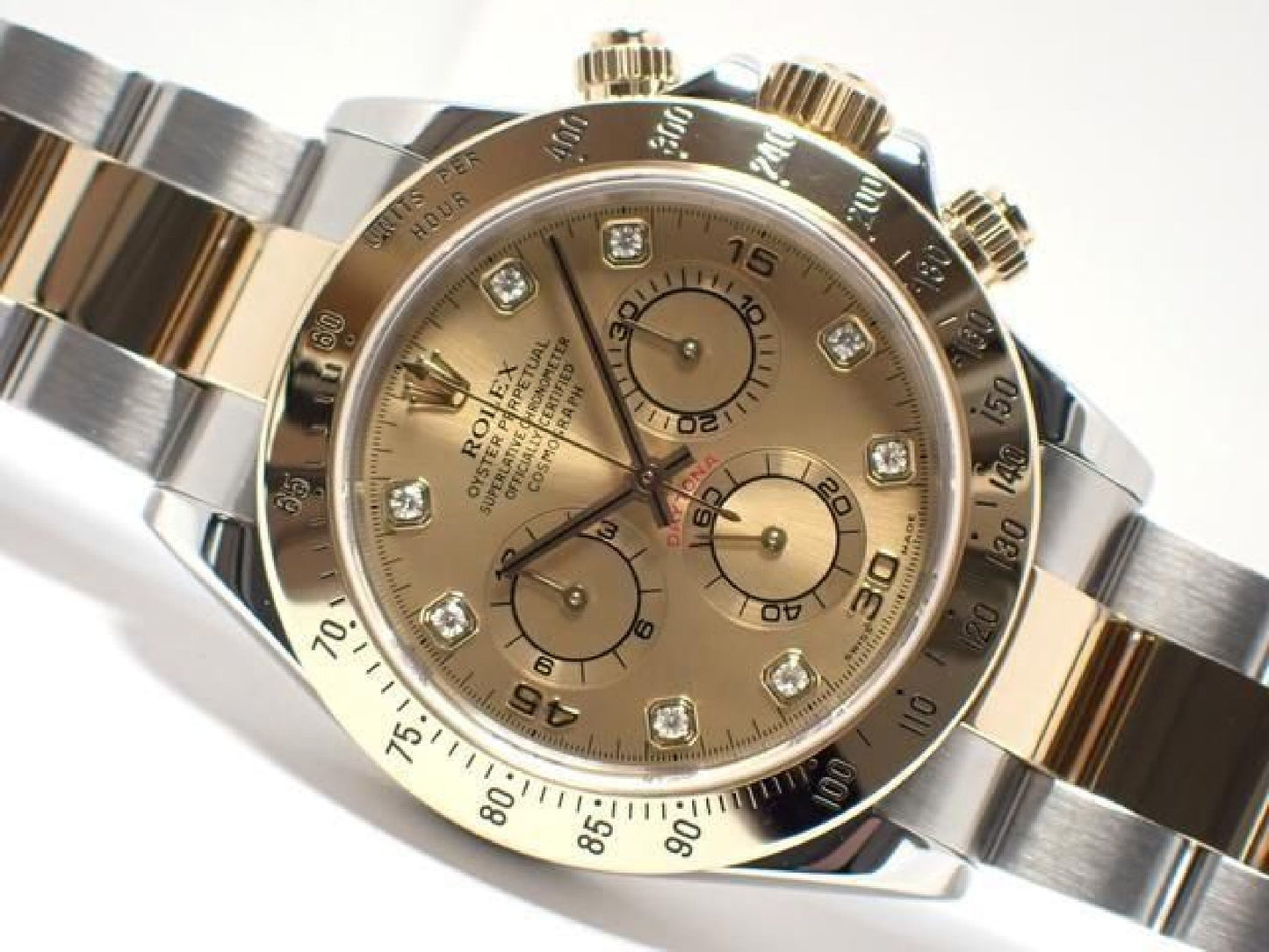 ROLEX Daytona SS &18KYG 8P diamond Ref.116523G Y series '03 Mens 193128735 hannari-shop