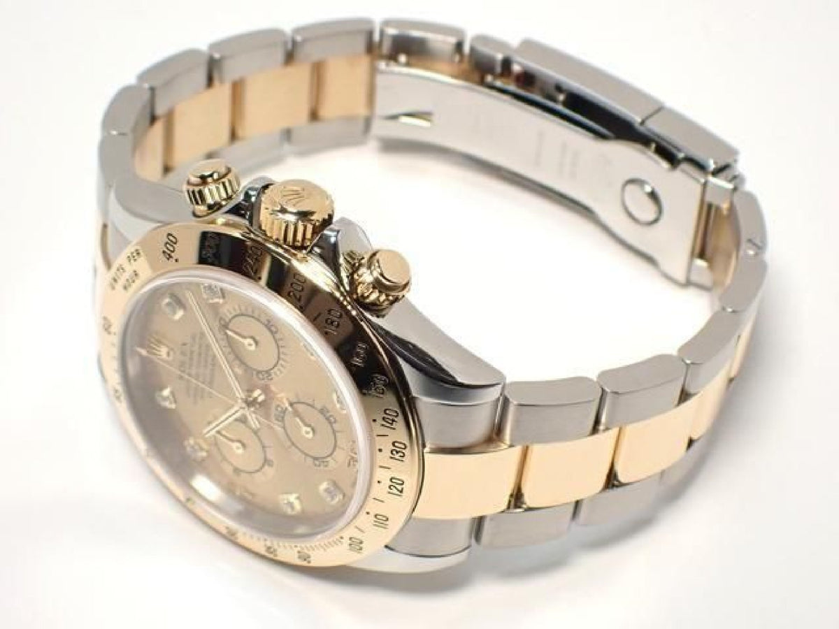 ROLEX Daytona SS &18KYG 8P diamond Ref.116523G Y series '03 Mens 193128735 hannari-shop