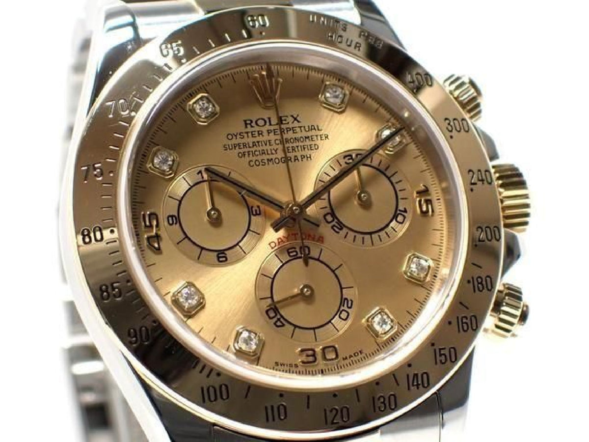 ROLEX Daytona SS &18KYG 8P diamond Ref.116523G Y series '03 Mens 193128735 hannari-shop