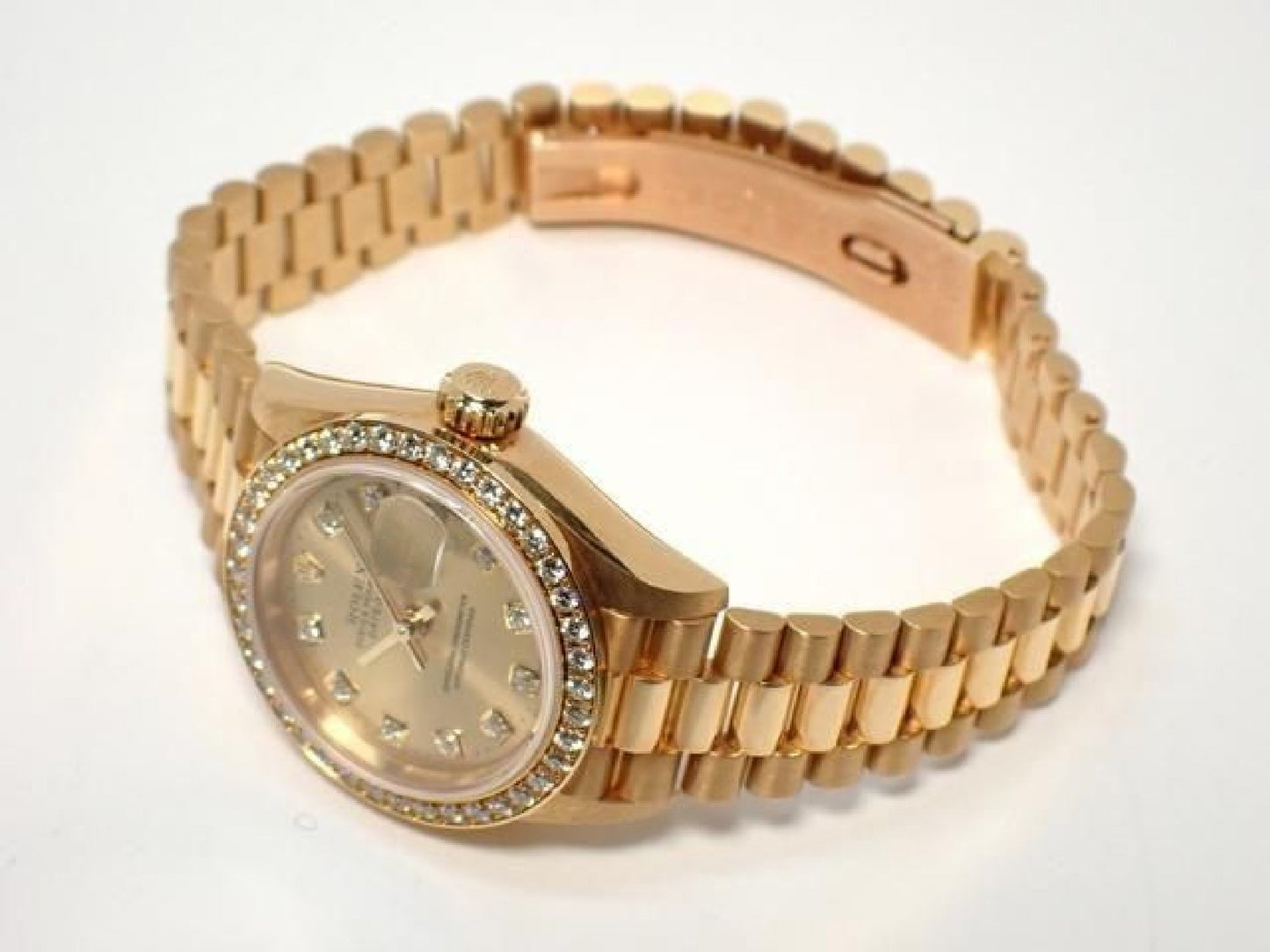 ROLEX Datejust champagne 10P diamantkrans diamant 18KYG President-armbånd A-serie herre 193199743 hannari-shop