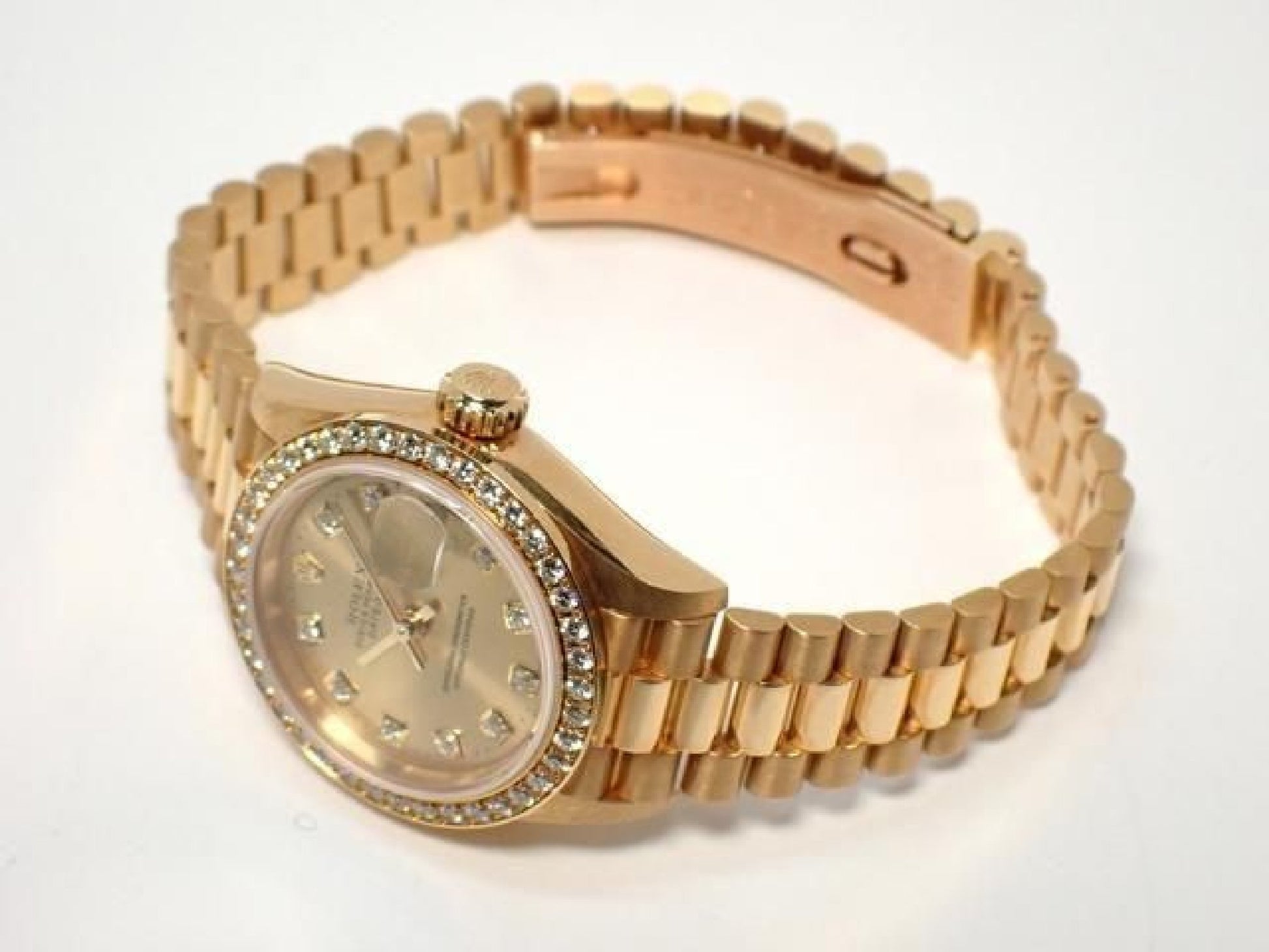 ROLEX Datejust champagne 10P diamantkrans diamant 18KYG President-armbånd A-serie herre 193199743 hannari-shop