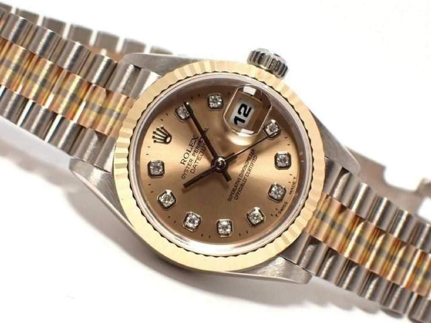 ROLEX Datejust Tridor 18KWG/ President-armbånd champagne urskive 10P diamantindeks '98 herre 193284152 hannari-shop