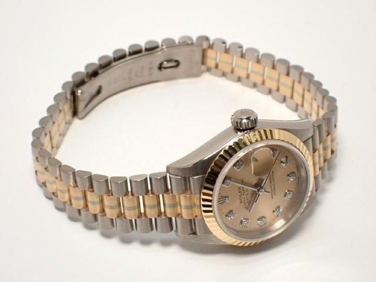 ROLEX Datejust Tridor 18KWG/ President-armbånd champagne urskive 10P diamantindeks '98 herre 193284152 hannari-shop