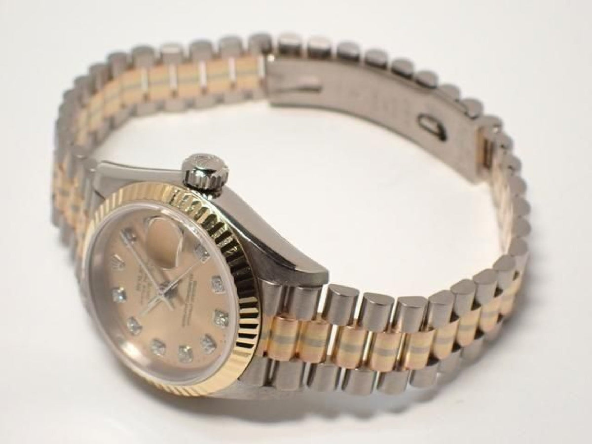 ROLEX Datejust Tridor 18KWG/ President-armbånd champagne urskive 10P diamantindeks '98 herre 193284152 hannari-shop