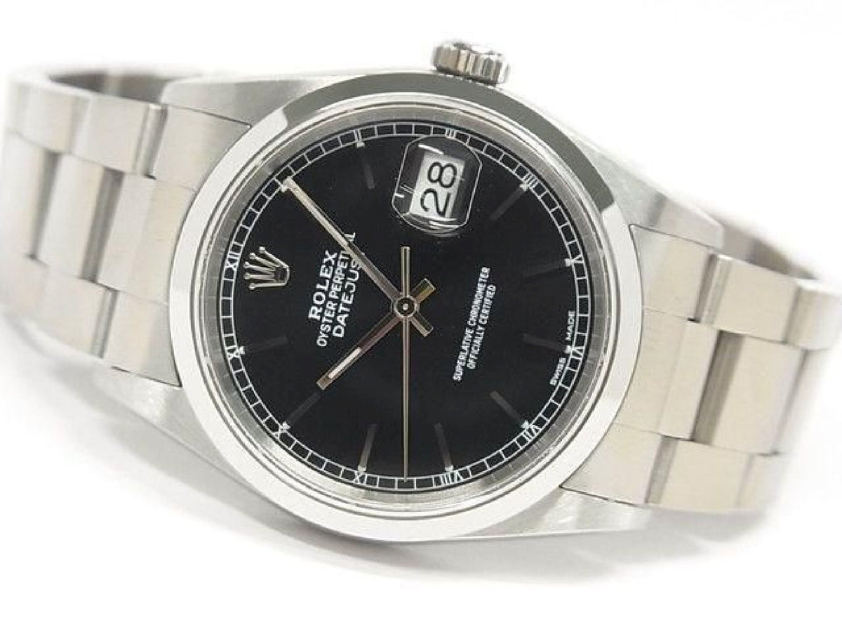 ROLEX Datejust schwarzes Zifferblatt 16200 P-Serie Herren 193793597 hannari-shop