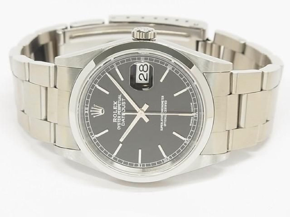 ROLEX Datejust schwarzes Zifferblatt 16200 P-Serie Herren 193793597 hannari-shop