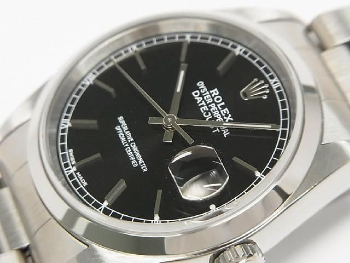ROLEX Datejust schwarzes Zifferblatt 16200 P-Serie Herren 193793597 hannari-shop