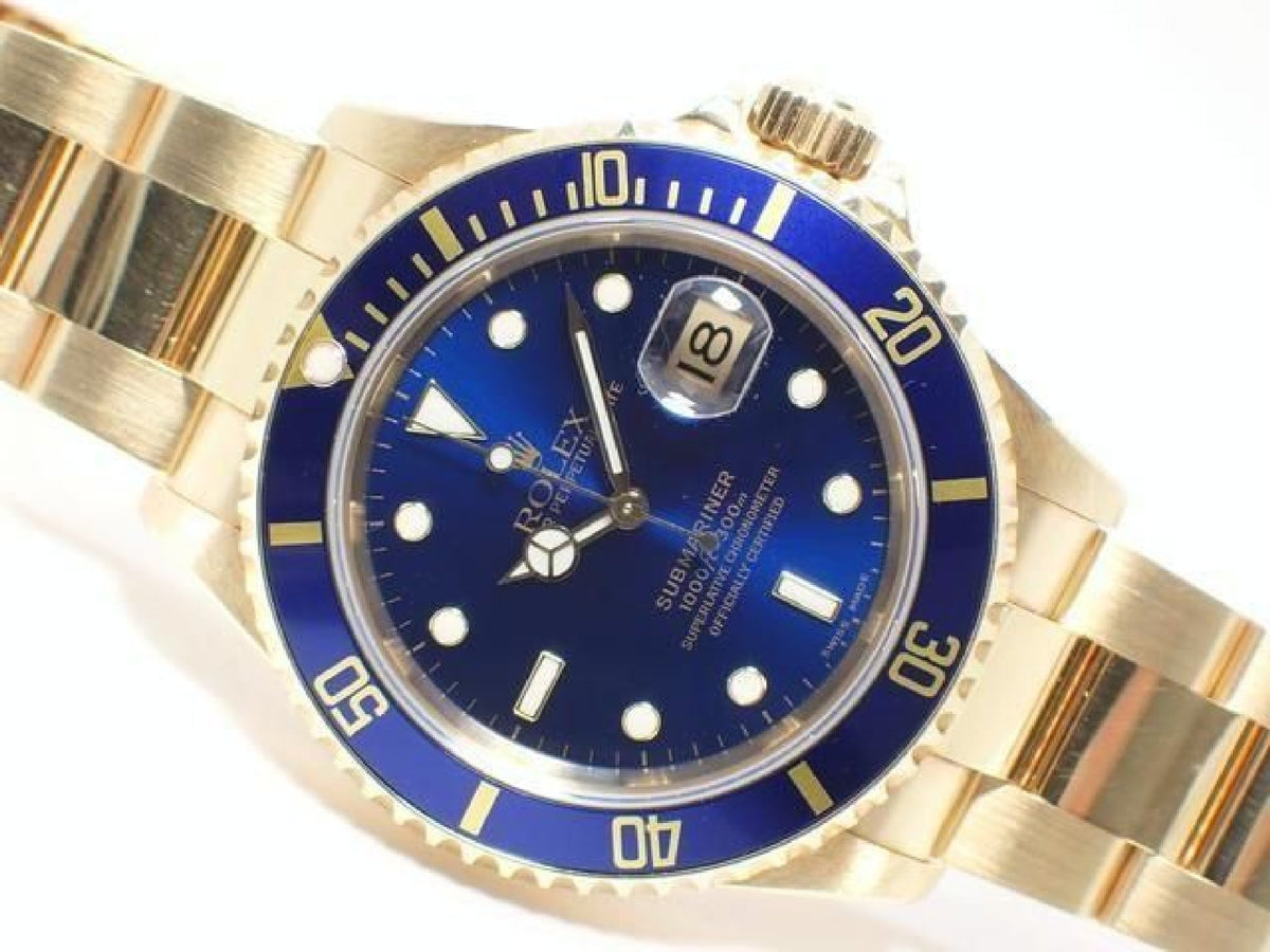 ROLEX Submariner date 18KYG cadran bleu série Y Homme 193904225 hannari-shop