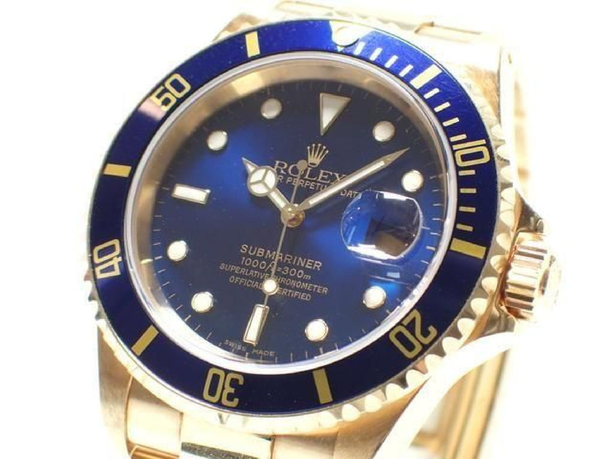 ROLEX Submariner date 18KYG cadran bleu série Y Homme 193904225 hannari-shop