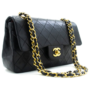 CHANEL Classic Double Flap 9" Chain Shoulder Bag Black Lambskin m89 hannari-shop