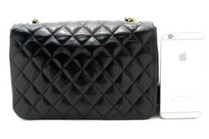 CHANEL Half Moon Chain Shoulder Bag Crossbody Black Quilted Flap n04 hannari-shop