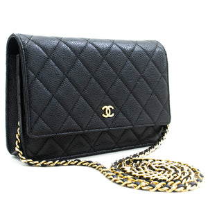 CHANEL Caviar Wallet On Chain WOC Black Shoulder Bag Crossbody m74 hannari-shop