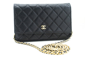 CHANEL Caviar Wallet On Chain WOC Black Shoulder Bag Crossbody m74 hannari-shop