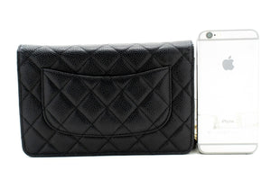 CHANEL Caviar Wallet On Chain WOC Black Shoulder Bag Crossbody m74 hannari-shop