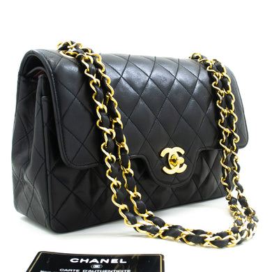 CHANEL Vintage Classic Double Flap Small Chain Shoulder Bag Black m92 hannari-shop