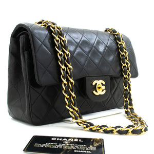 CHANEL Classic Double Flap 9" Chain Shoulder Bag Black Lambskin m86 hannari-shop