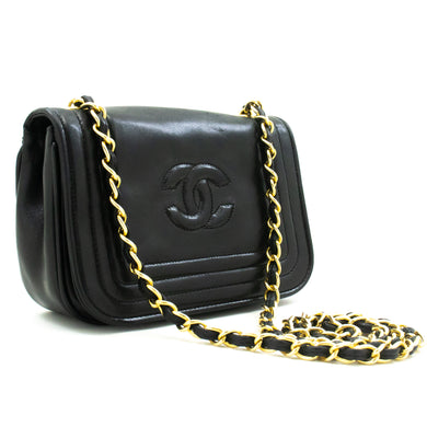CHANEL Full Flap Mini Small Chain Shoulder Bag Black Coco Quilted n27 hannari-shop