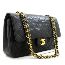 CHANEL Classic Double Flap 10" Chain Shoulder Bag Black Lambskin n34 hannari-shop