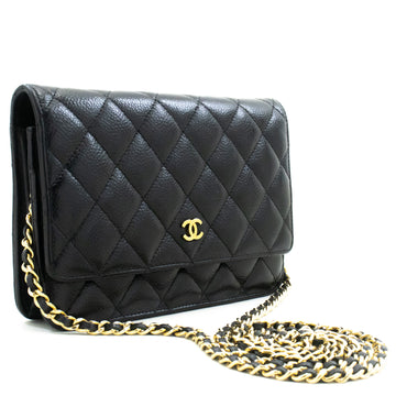 CHANEL Caviar Wallet On Chain WOC Black Shoulder Bag Crossbody n45 hannari-shop
