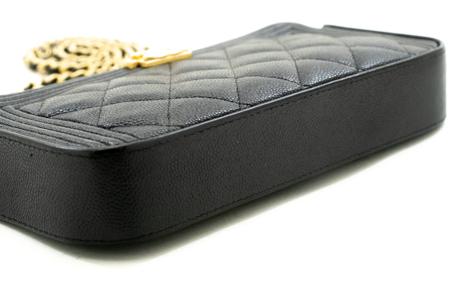 Portefeuille CHANEL Boy Noir Caviar Wallet On Chain WOC Double Zip Épaule n35 hannari-shop